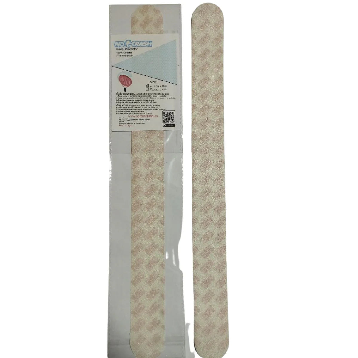 PROTECTOR PALA PADEL NO+CRASH SILICONA TRANSPARENTE CORRUGADO TALLA L